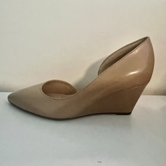 NEW Franco Sarto Felice Wedge D'Orsay Leather Pumps Heels Pointy Toe Shoe 4.5 - Picture 7 of 11